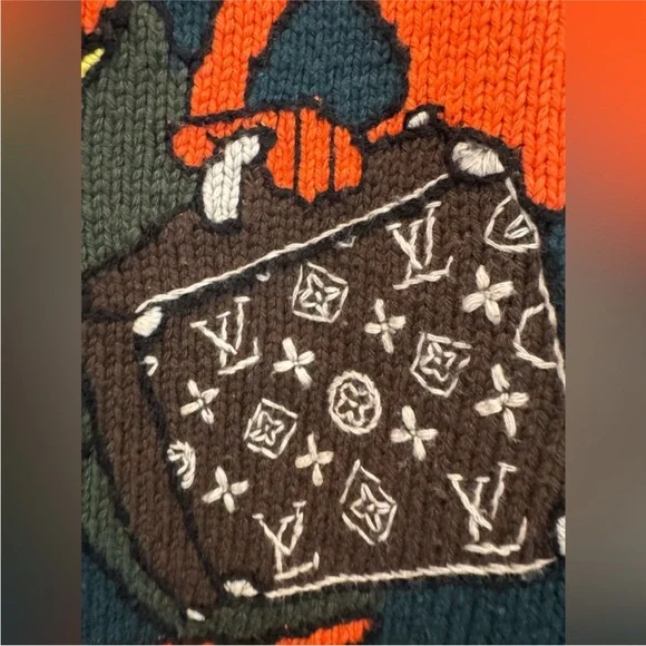 RARE LOUIS VUITTON Handknit Cartoon Fox Green Sweater - Picture 4 of 12